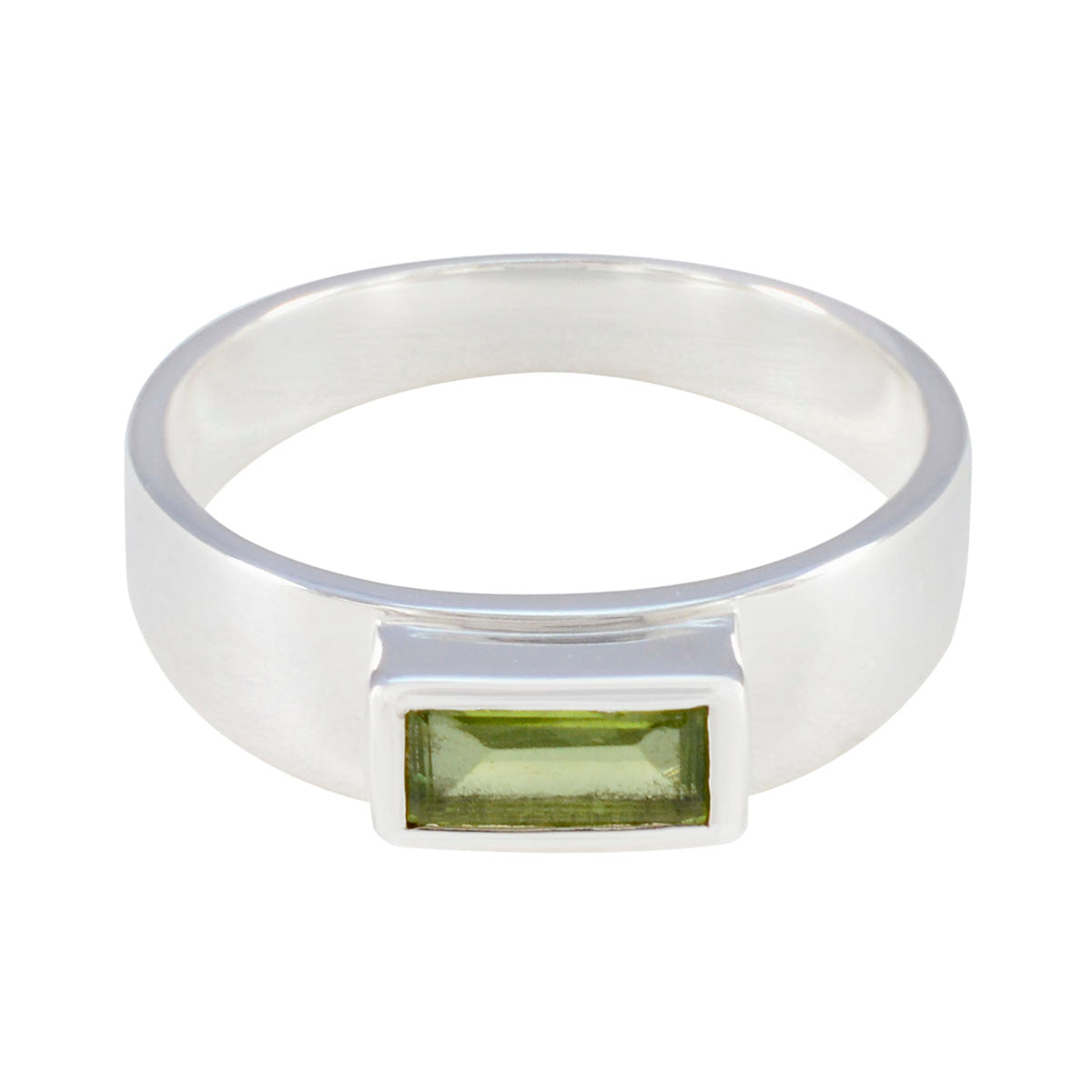 Peridot Solitaire Egyptian 92.5 Silver Green Gemstone Slim Romantic Ring Jewelry メイン画像