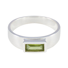 Peridot Solitaire Egyptian 92.5 Silver Green Gemstone Slim Romantic Ring Jewelry