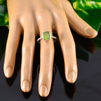 Peridot Solitaire Indian 92.5 Silver Green Gemstones Featherlight Trendy Ring Jewelry