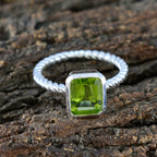 Peridot Solitaire Indian 92.5 Silver Green Gemstones Featherlight Trendy Ring Jewelry