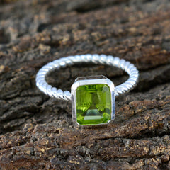 Peridot Solitaire Indian 92.5 Silver Green Gemstones Featherlight Trendy Ring Jewelry
