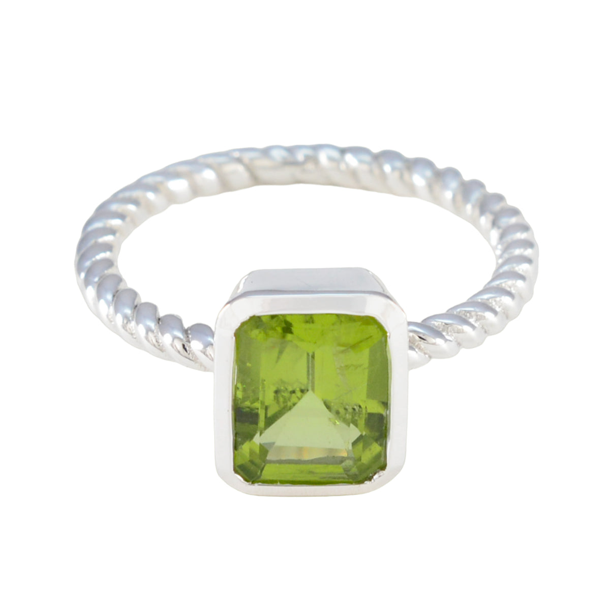 Peridot Solitaire Indian 92.5 Silver Green Gemstones Featherlight Trendy Ring Jewelry