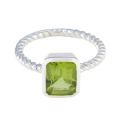 Peridot Solitaire Indian 92.5 Silver Green Gemstones Featherlight Trendy Ring Jewelry