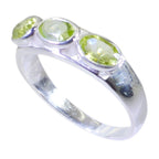 Peridot Trilogy Turkish Sterling Silver Green Gems Dainty Glamorous Ring Jewelry