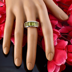 Peridot Penta Indian Silver Green Gemstones Mid weight Trendy Ring Jewelry
