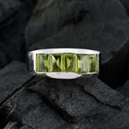 Peridot Penta Indian Silver Green Gemstones Mid weight Trendy Ring Jewelry