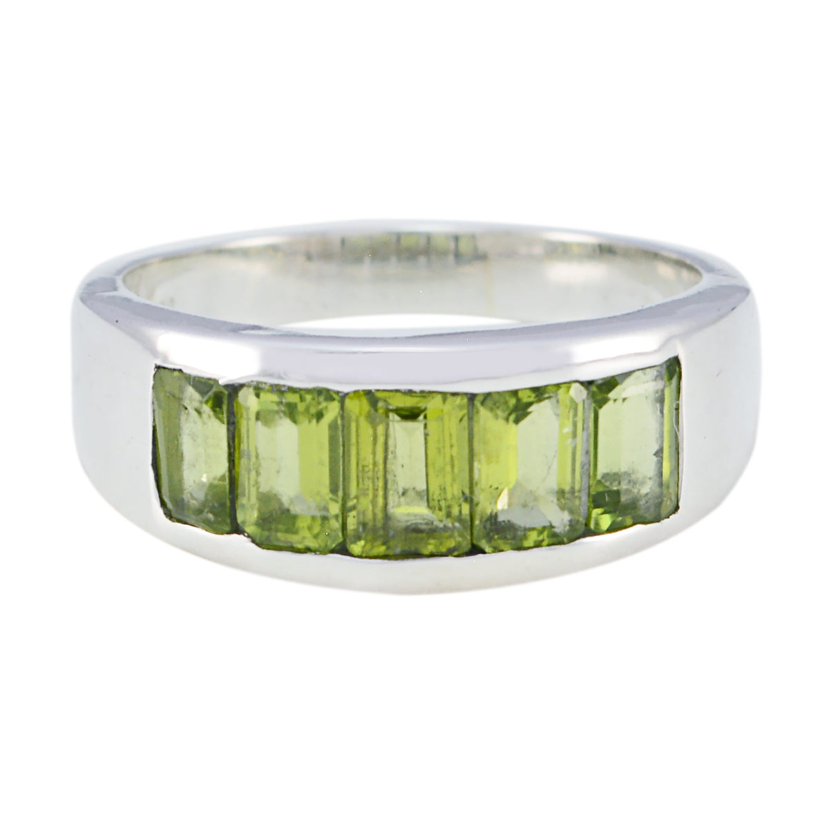Peridot Penta Indian Silver Green Gemstones Mid weight Trendy Ring Jewelry Главное изображение товара