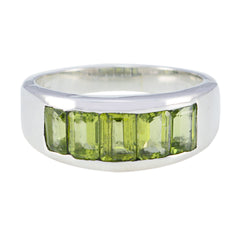 Peridot Penta Indian Silver Green Gemstones Mid weight Trendy Ring Jewelry
