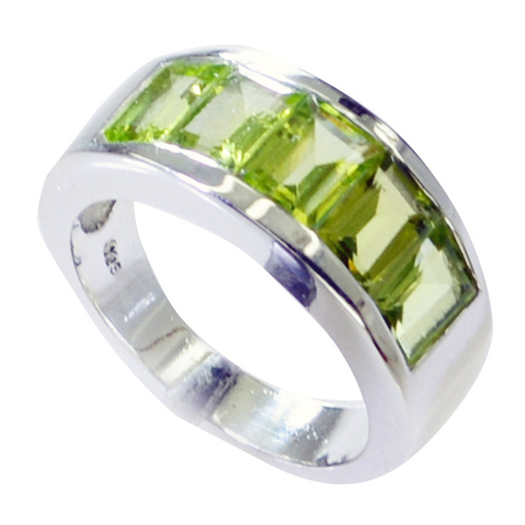 Peridot Penta Indian Silver Green Gemstones Mid weight Trendy Ring Jewelry