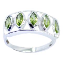 Peridot Penta Russian 925 Sterling Silver Green Gemstones Slim Modern Ring Jewellery