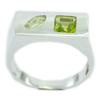 Peridot Toi et Moi Egyptian 925 Sterling Silver Green Gemstones Tiny Trendy Ring Jewelry