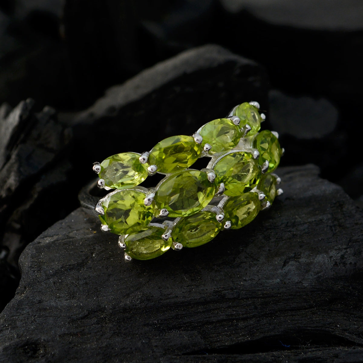 Peridot multiple German 925 Silver Green Gemstone Minimal Romantic Ring Jewellery