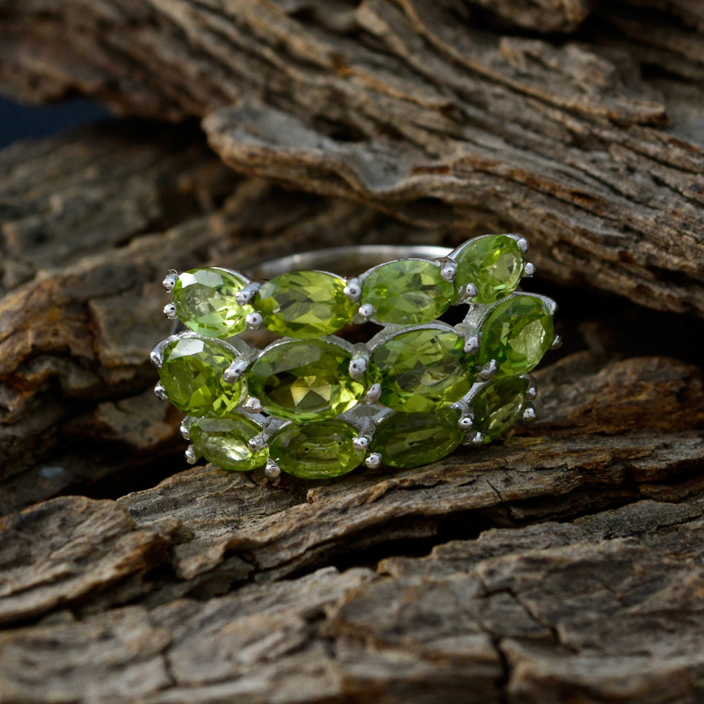 Peridot multiple German 925 Silver Green Gemstone Minimal Romantic Ring Jewellery