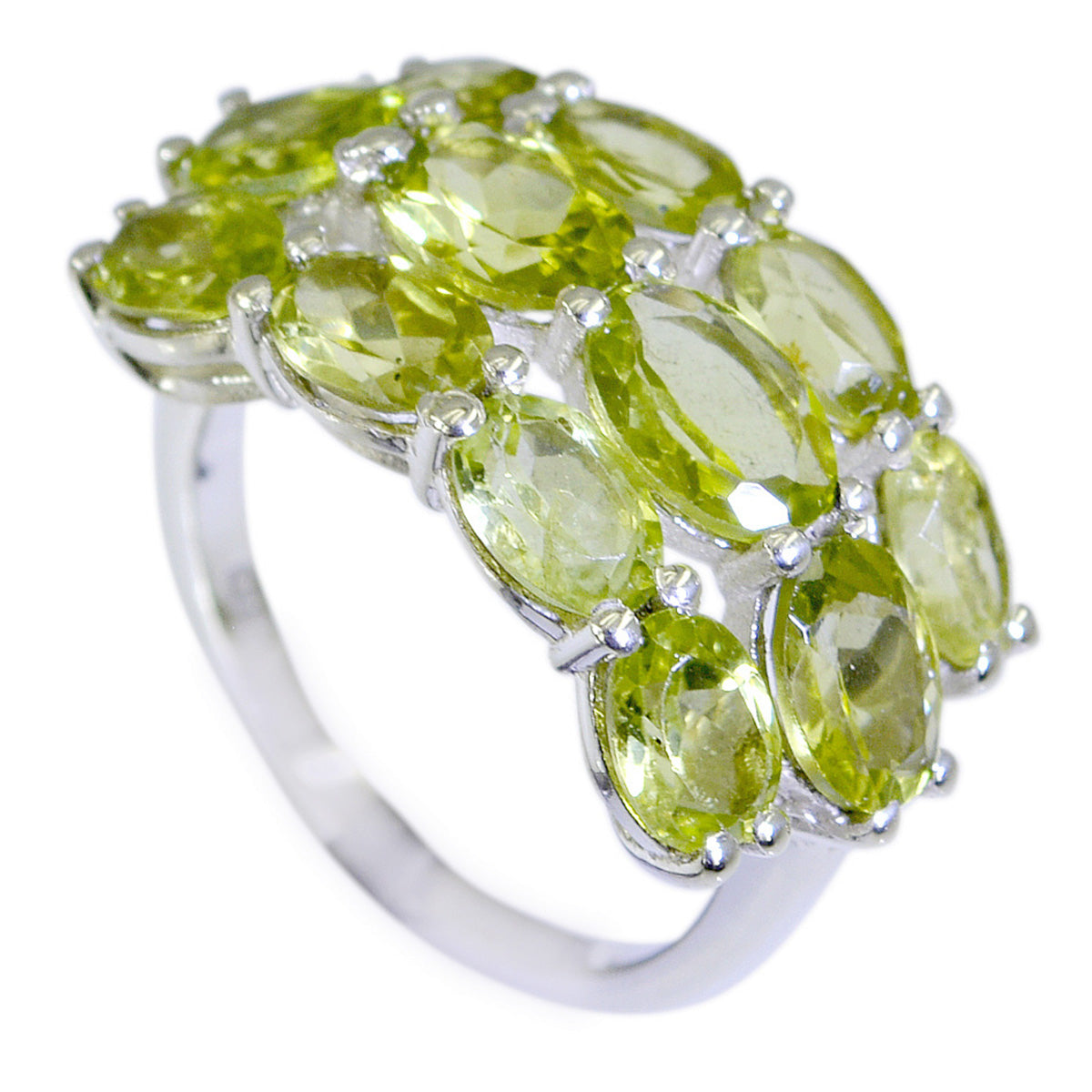 Peridot multiple German 925 Silver Green Gemstone Minimal Romantic Ring Jewellery