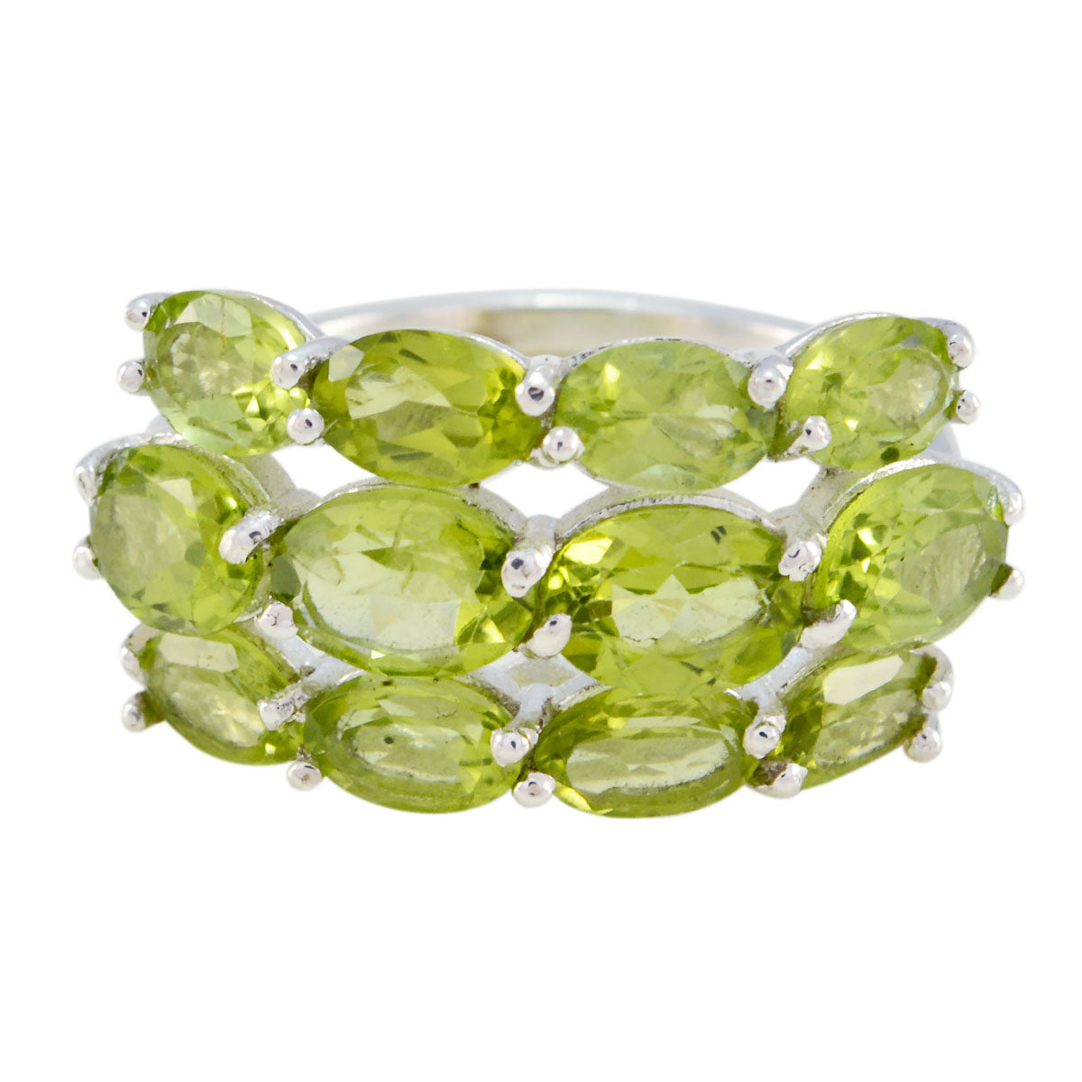 Peridot multiple German 925 Silver Green Gemstone Minimal Romantic Ring Jewellery