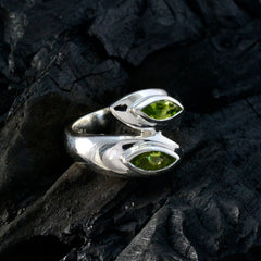 Peridot Toi et Moi French 92.5 Silver Green Gemstones Versatile Abstract Ring Jewellery