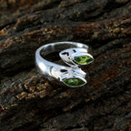 Peridot Toi et Moi French 92.5 Silver Green Gemstones Versatile Abstract Ring Jewellery