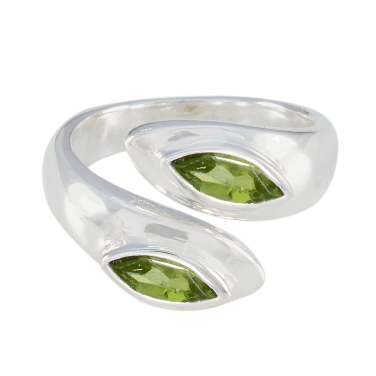 Peridot Toi et Moi French 92.5 Silver Green Gemstones Versatile Abstract Ring Jewellery Main image