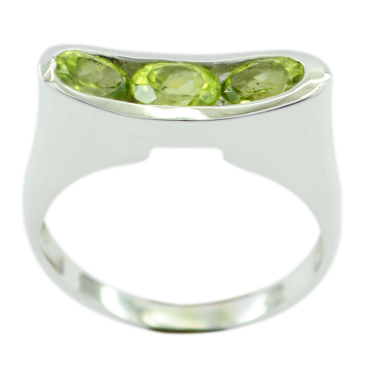 Peridot Trilogy African 925 Sterling Silver Green Gems Tiny Sophisticated Ring Jewelry Main image