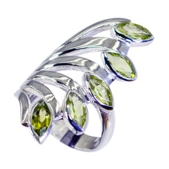 Peridot Penta Italian Sterling Silver Green Gems Statement Vintage Ring Jewellery