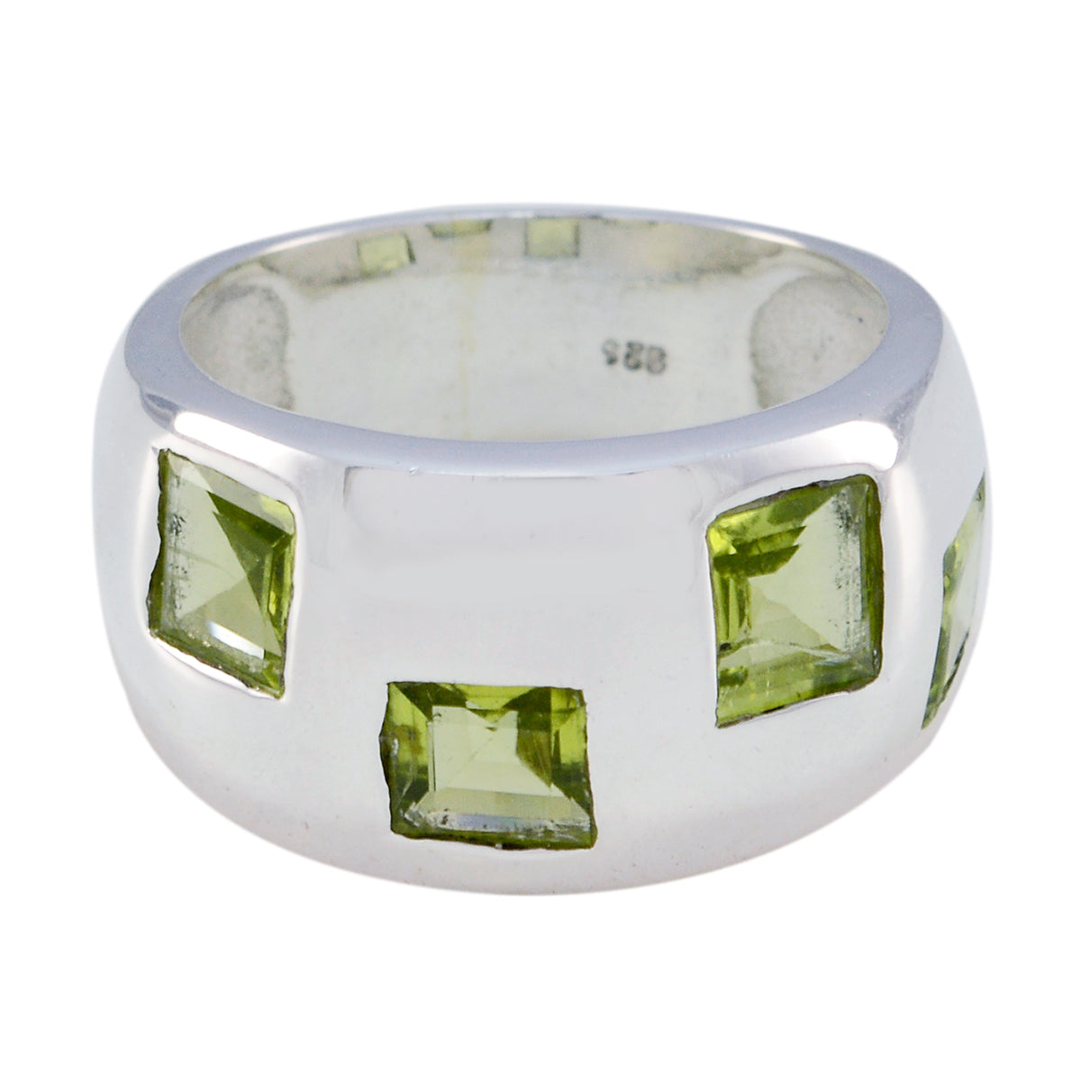 Peridot Trilogy Moroccan Silver Green Gems Eye catching Modern Ring Jewelry