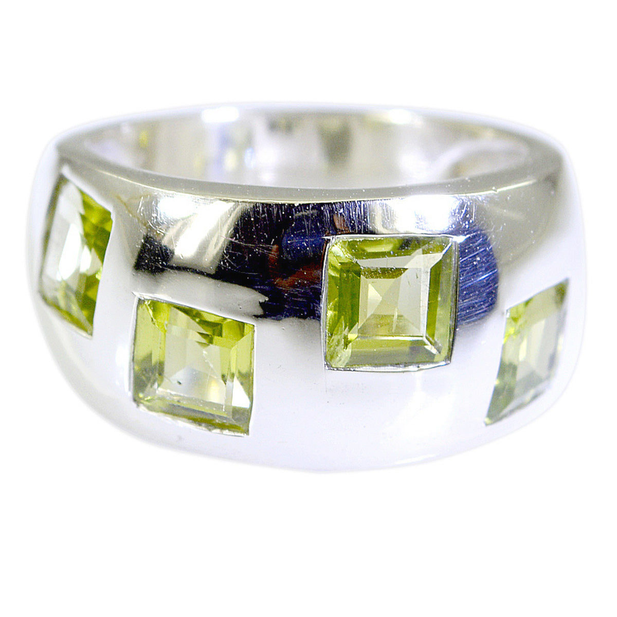 Peridot Trilogy Moroccan Silver Green Gems Eye catching Modern Ring Jewelry
