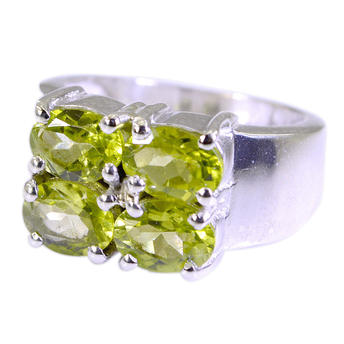 Peridot quarter French 925 Silver Green Gemstones Versatile Abstract Ring Jewelry