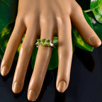Peridot Trilogy Indian 925 Sterling Silver Green Gemstone Classic Romantic Ring Jewelry