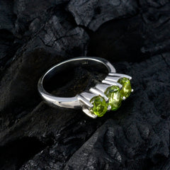 Peridot Trilogy Indian 925 Sterling Silver Green Gemstone Classic Romantic Ring Jewelry