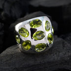 Peridot Navratna Egyptian 92.5 Silver Green Gemstones Versatile Contemporary Ring Jewellery