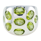 Peridot Navratna Egyptian 92.5 Silver Green Gemstones Versatile Contemporary Ring Jewellery