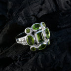 Peridot Navratna African 925 Silver Green Gems Classic Signet Ring Jewellery