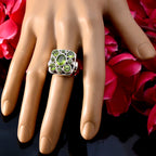 Peridot Navratna Spanish Sterling Silver Green Gemstones Statement Retro Ring Jewelry