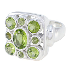 Peridot Navratna Spanish Sterling Silver Green Gemstones Statement Retro Ring Jewelry