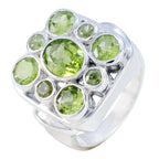 Peridot Navratna Spanish Sterling Silver Green Gemstones Statement Retro Ring Jewelry