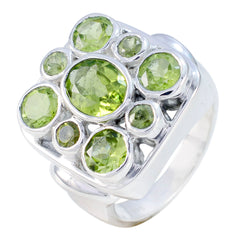 Peridot Navratna Spanish Sterling Silver Green Gemstones Statement Retro Ring Jewelry