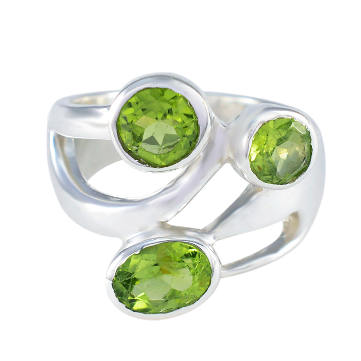 Peridot Trilogy German 92.5 Silver Green Gemstone Classic Boho Ring Jewellery