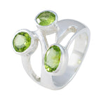 Peridot Trilogy German 92.5 Silver Green Gemstone Classic Boho Ring Jewellery
