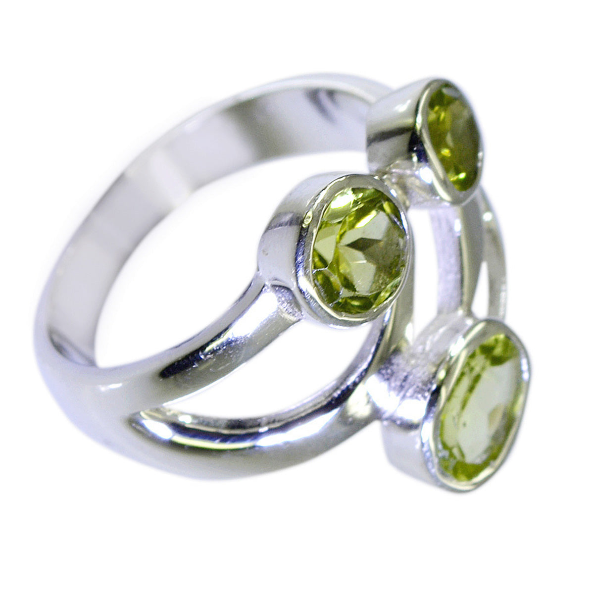 Peridot Trilogy German 92.5 Silver Green Gemstone Classic Boho Ring Jewellery