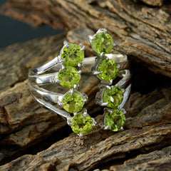Peridot octa French 925 Silver Green Gemstones Eye catching Contemporary Ring Jewellery