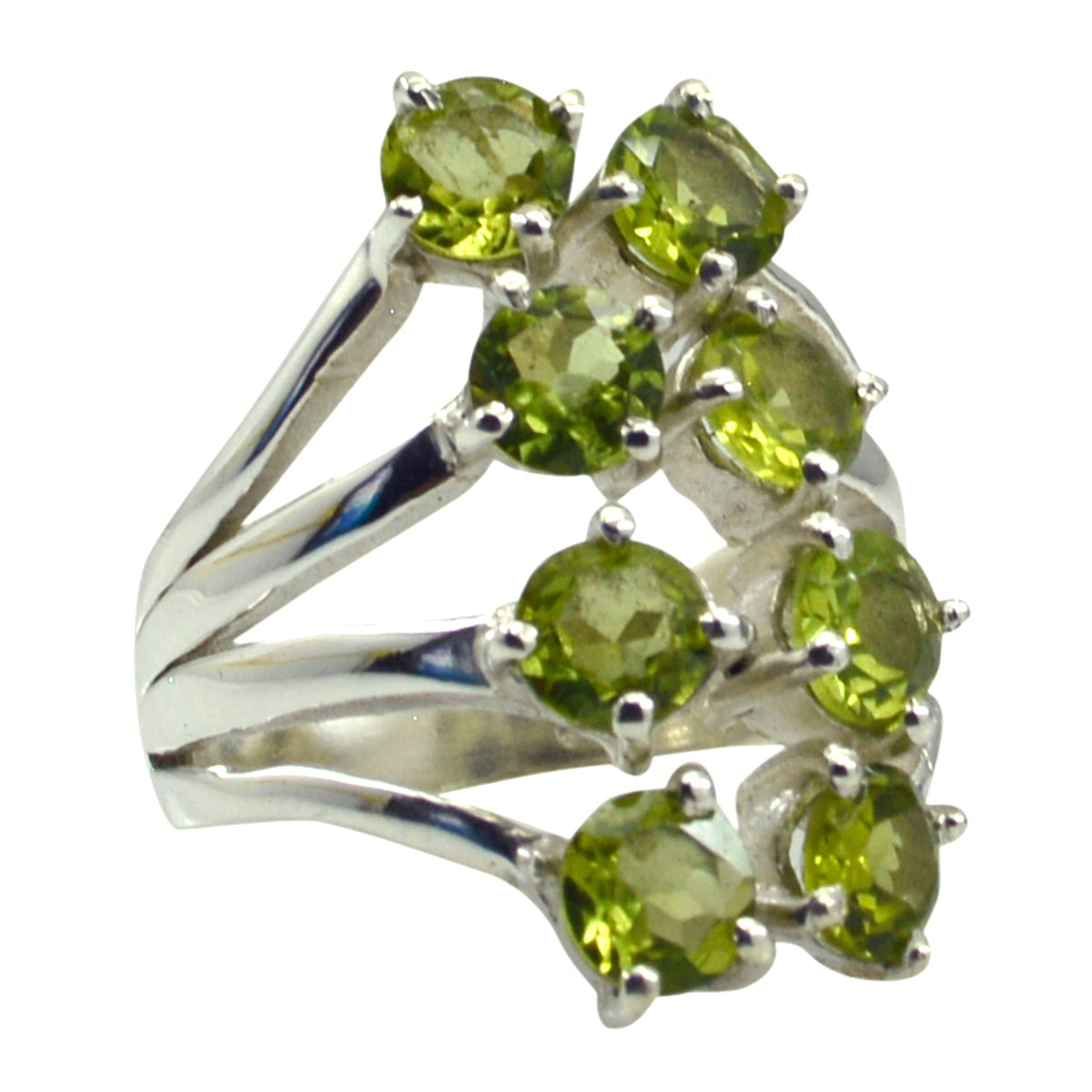 Peridot octa French 925 Silver Green Gemstones Eye catching Contemporary Ring Jewellery Главное изображение товара