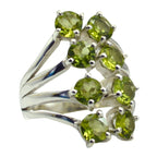 Peridot octa French 925 Silver Green Gemstones Eye catching Contemporary Ring Jewellery