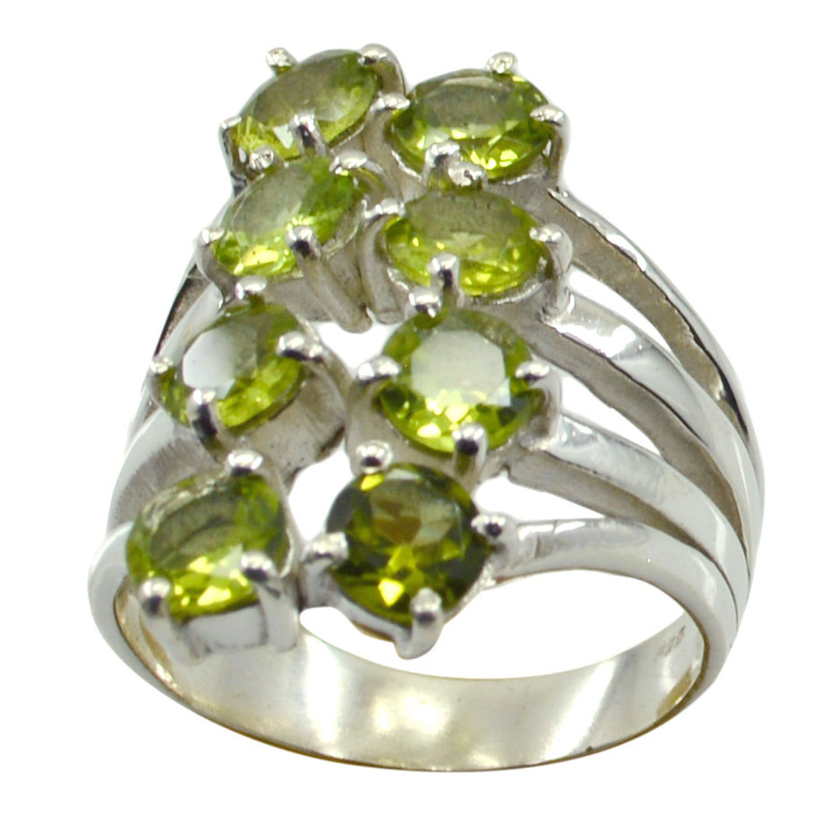 Peridot octa French 925 Silver Green Gemstones Eye-catching Contemporary Ring Jewellery Второстепенное изображение товара