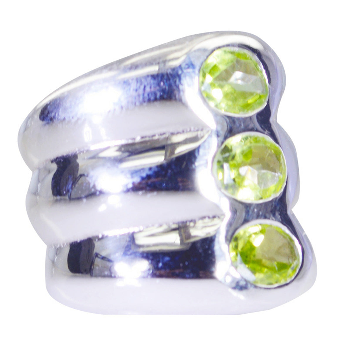 Peridot Trilogy German 92.5 Silver Green Gemstone Statement Retro Ring Jewelry