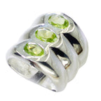 Peridot Trilogy German 92.5 Silver Green Gemstone Statement Retro Ring Jewelry