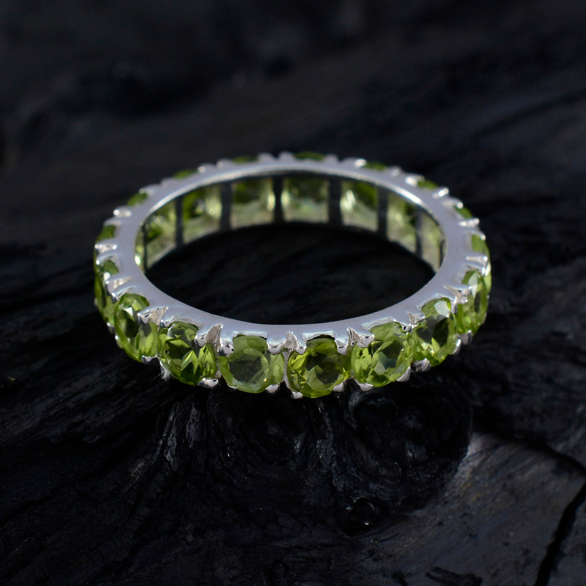Peridot multiple Korean 925 Sterling Silver Green Gemstones Dainty Eternity Band Jewelry