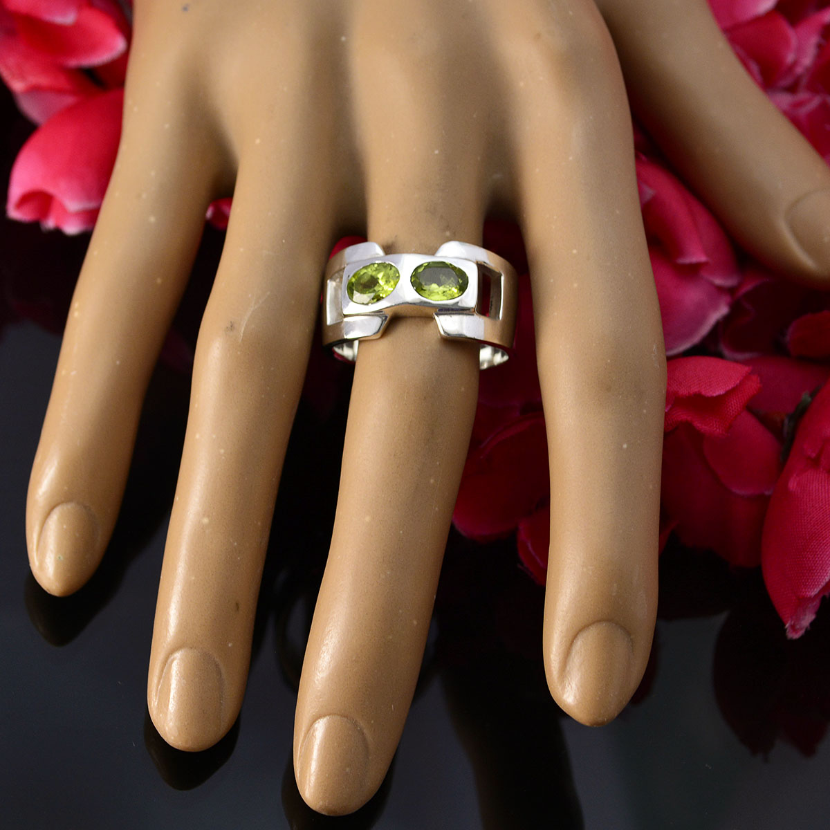 Peridot Toi et Moi Moroccan Sterling Silver Green Gemstone Essential  Modern Ring Jewelry