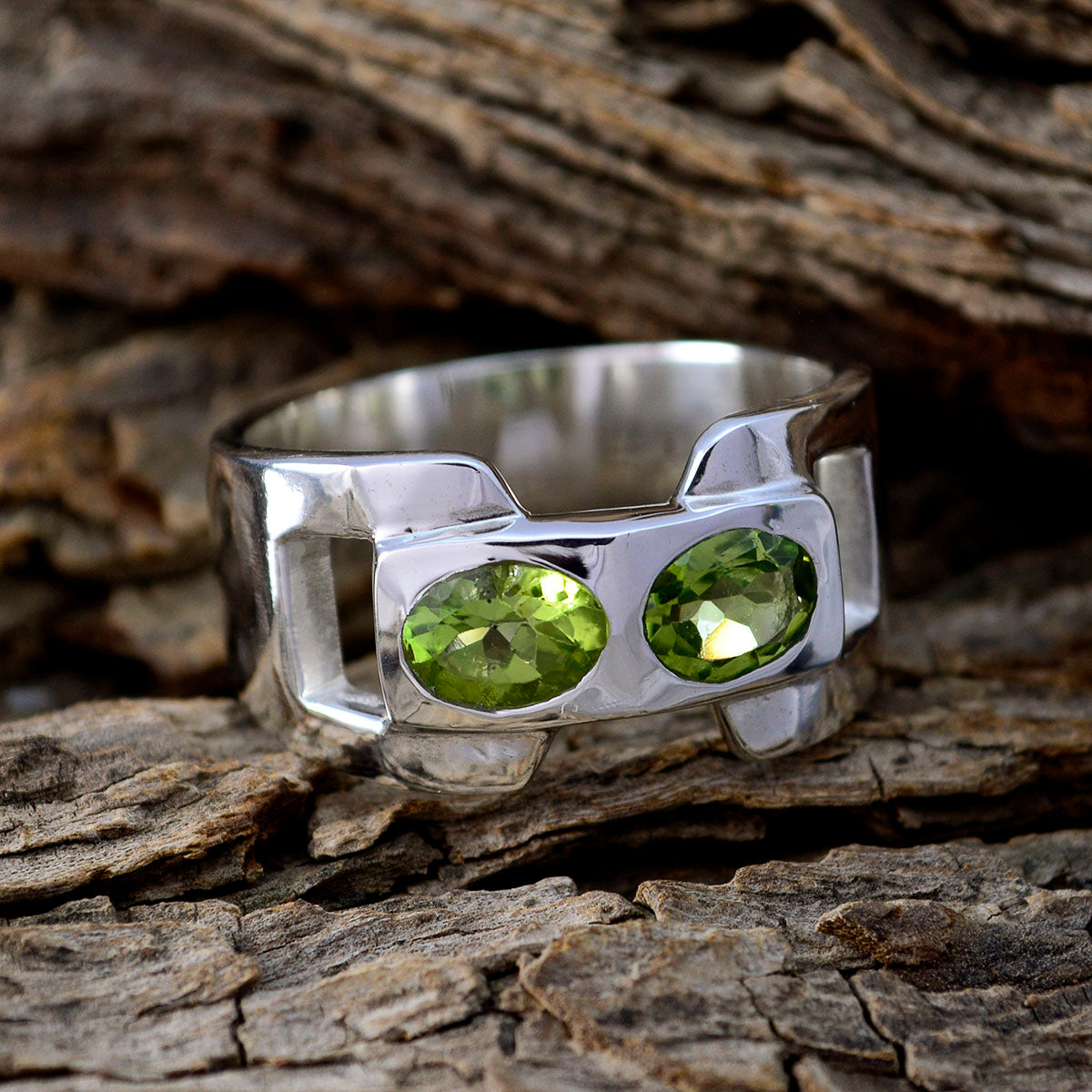 Peridot Toi et Moi Moroccan Sterling Silver Green Gemstone Essential  Modern Ring Jewelry