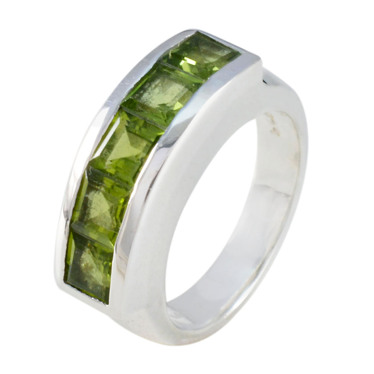 Peridot Penta Ägyptischer 92,5 Silber Grüne Edelsteine Essentieller zeitgenössischer Ring Schmuck Zweitbild