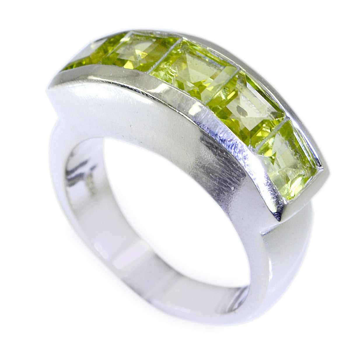 Peridot Penta Ägyptischer 92,5 Silber Grüne Edelsteine Essentieller zeitgenössischer Ringschmuck